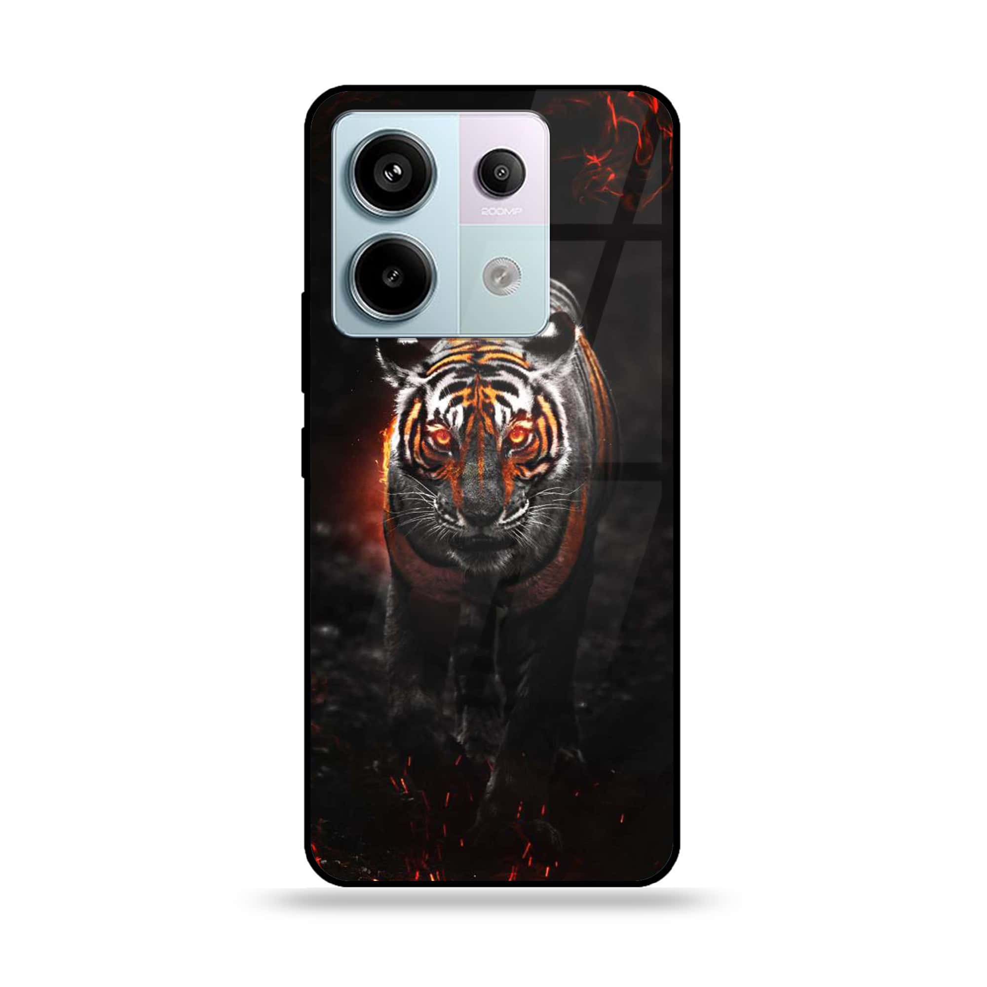 Redmi Note 13 - Tiger Series - Premium Metal Printed soft Bumper shock Proof Case