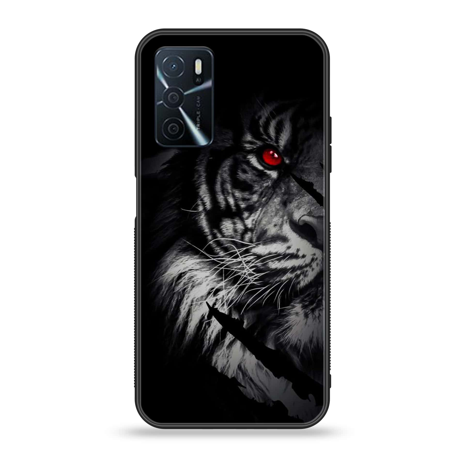 OPPO A16 - Tiger Series - Premium Printed Glass soft Bumper shock Proof Case