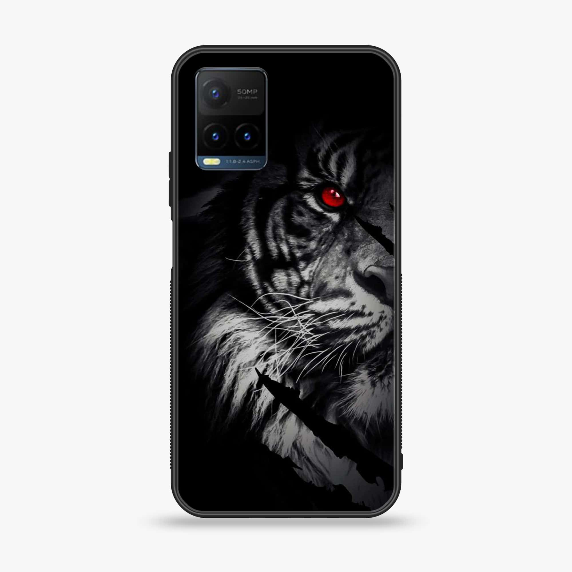 Vivo Y21s - Tiger Series - Premium Printed Glass soft Bumper shock Proof Case