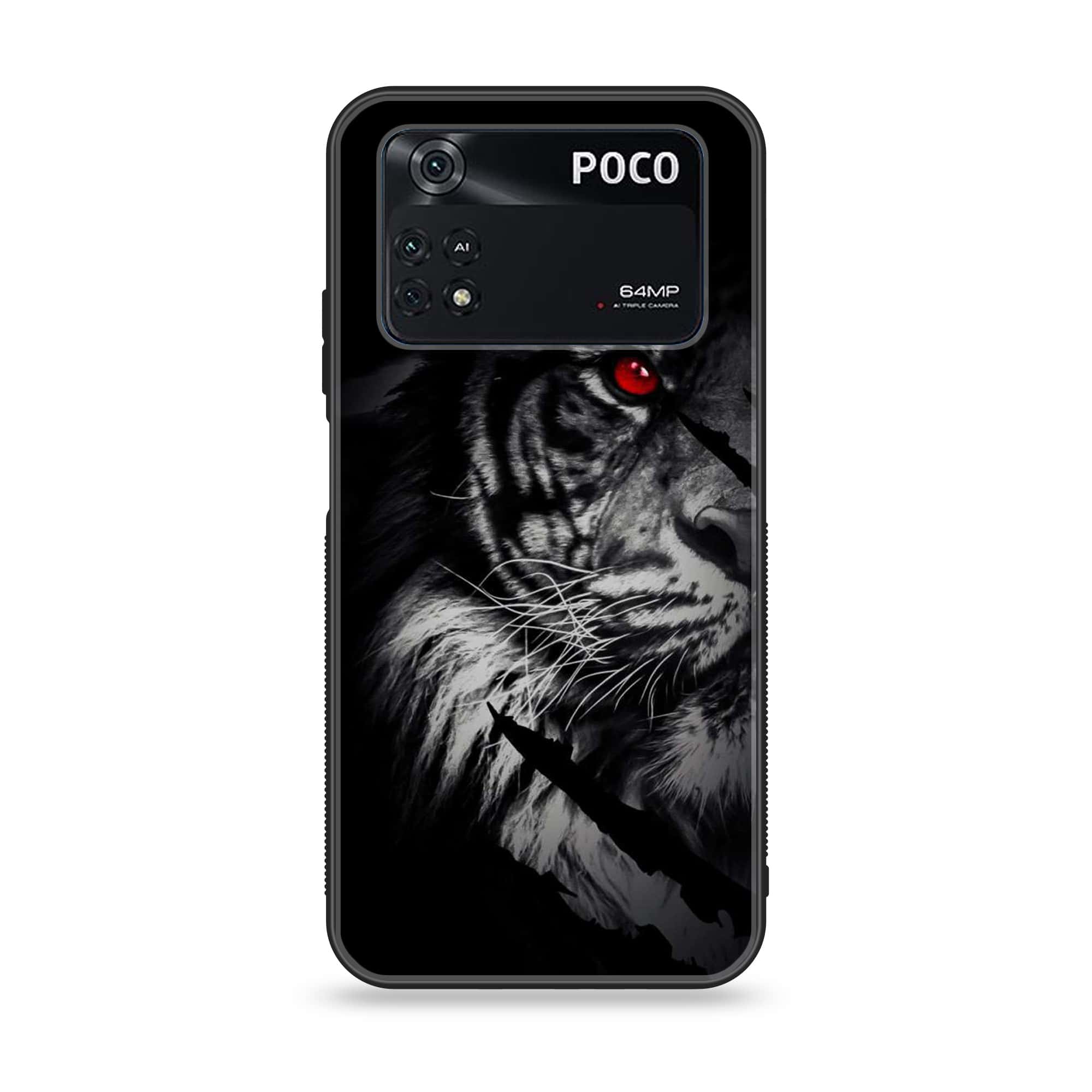 Xiaomi Poco M4 Pro 4G - Tiger Series - Premium Printed Glass soft Bumper shock Proof Case