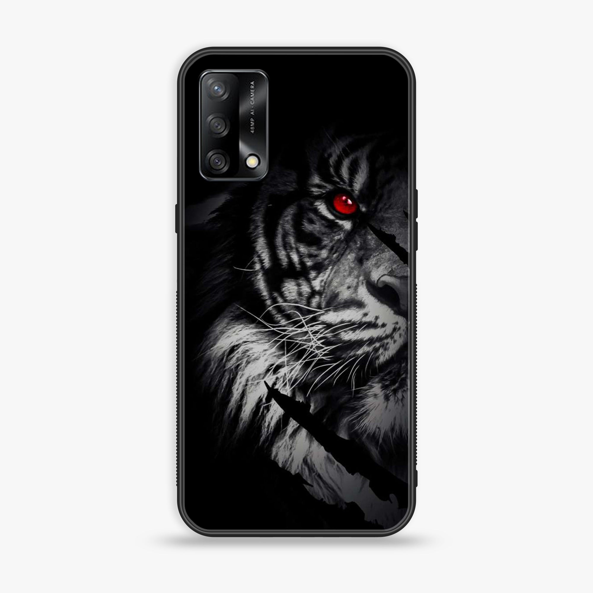 Oppo F19s - Tiger Art Series - Premium Metal Printed soft Bumper shock Proof Case