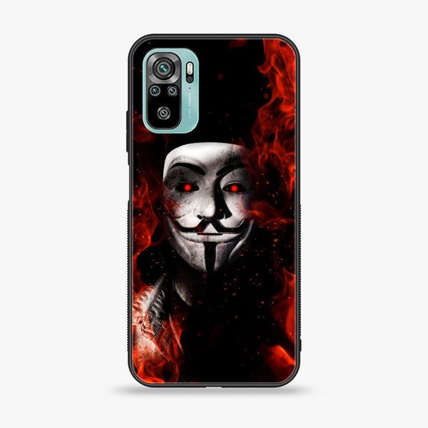 Xiaomi Redmi Note 10- Anonymous 2.0 Design 7 - Premium Printed Glass soft Bumper shock Proof Case CS-9758