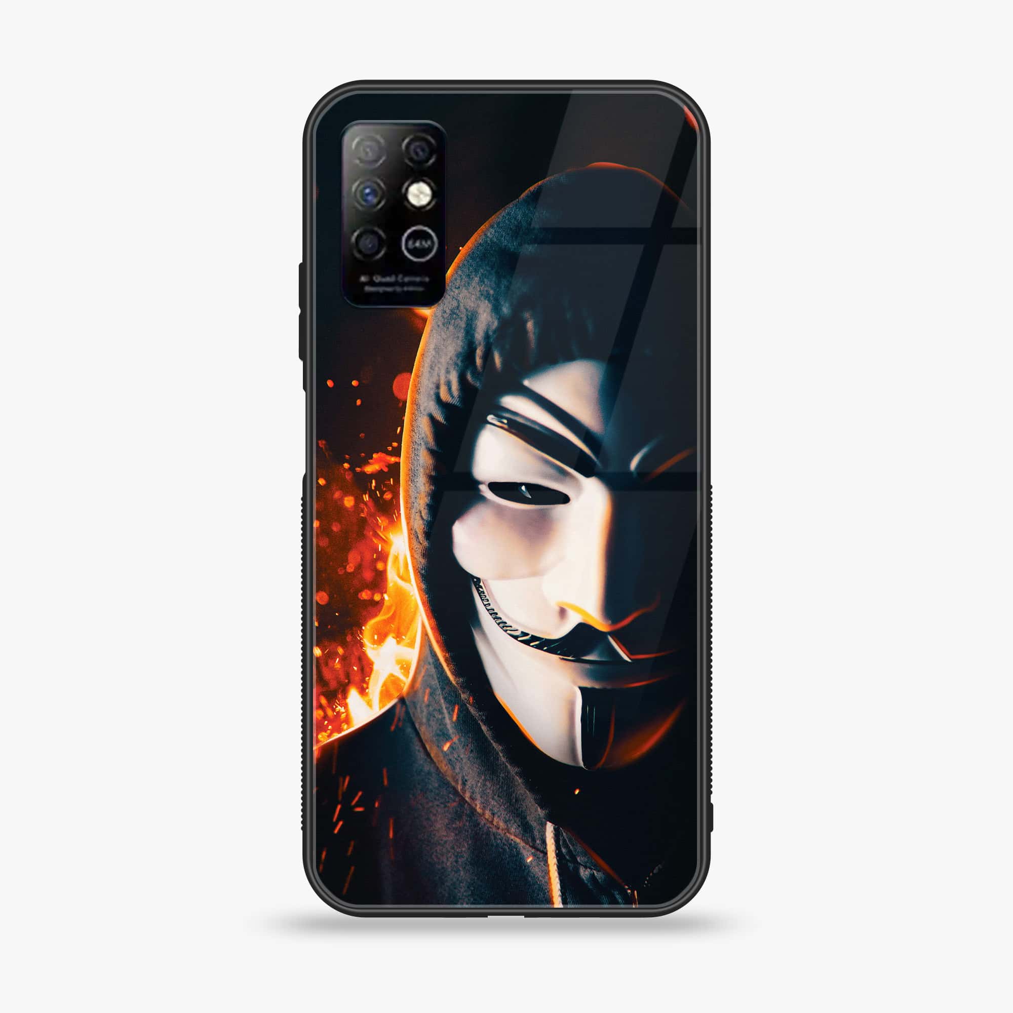 Infinix Note 8 - Anonymous 2.0 Series - Premium Printed Glass soft Bumper shock Proof Case