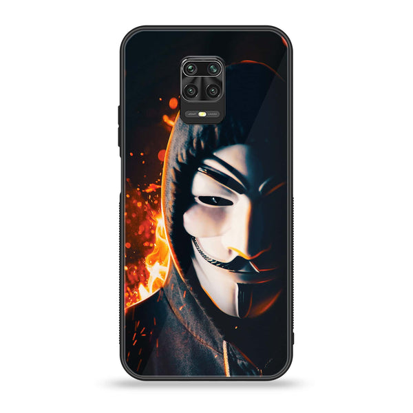 Xiaomi Redmi Note 9S - Anonymous 2.0 Design 6  - Premium Printed Glass soft Bumper shock Proof Case CS-36115