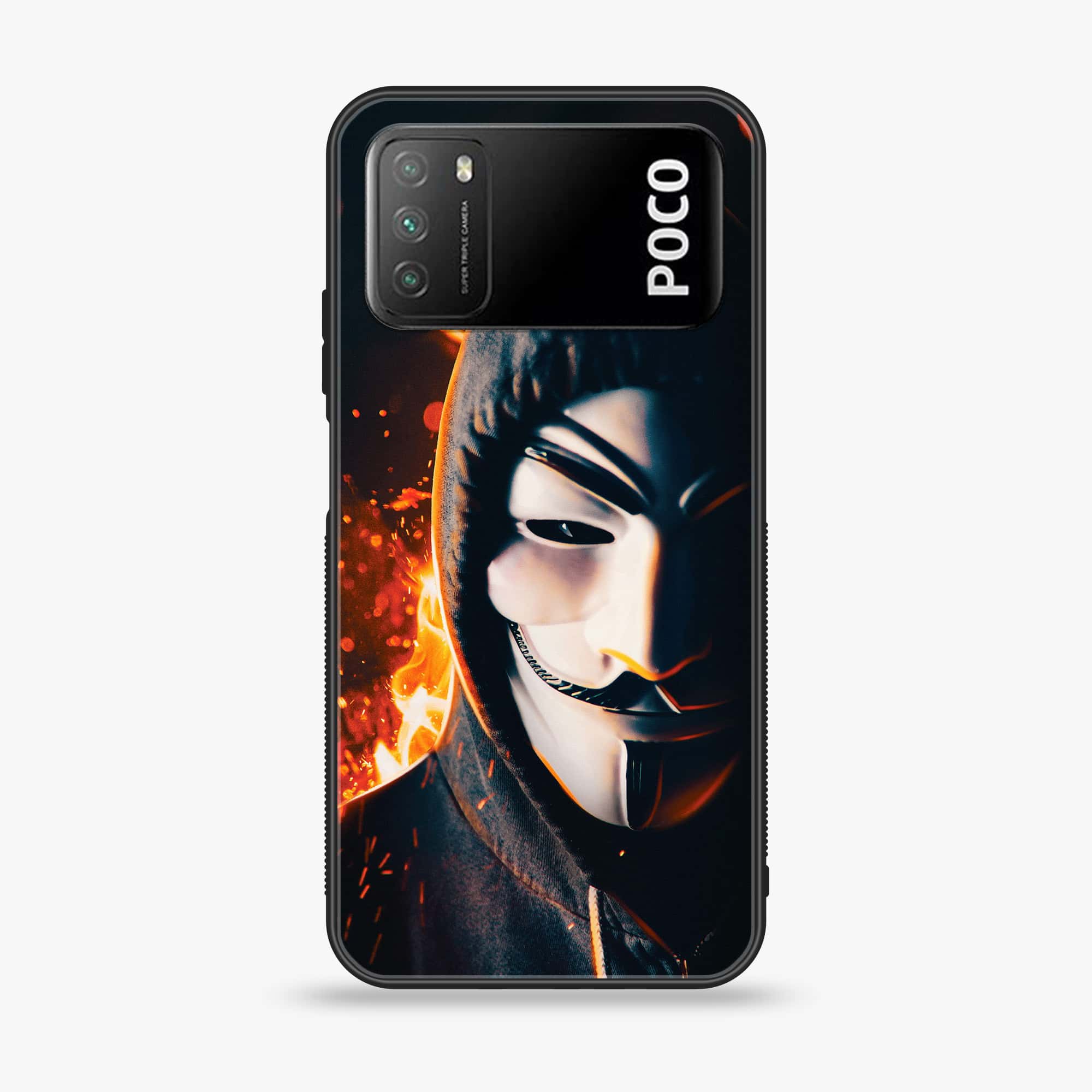 Xiaomi Poco M3 - Anonymous 2.0 Series - Premium Printed Glass soft Bumper shock Proof Case