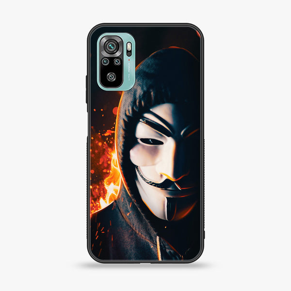 Xiaomi Redmi Note 10- Anonymous 2.0 Design 6 - Premium Printed Glass soft Bumper shock Proof Case CS-9757