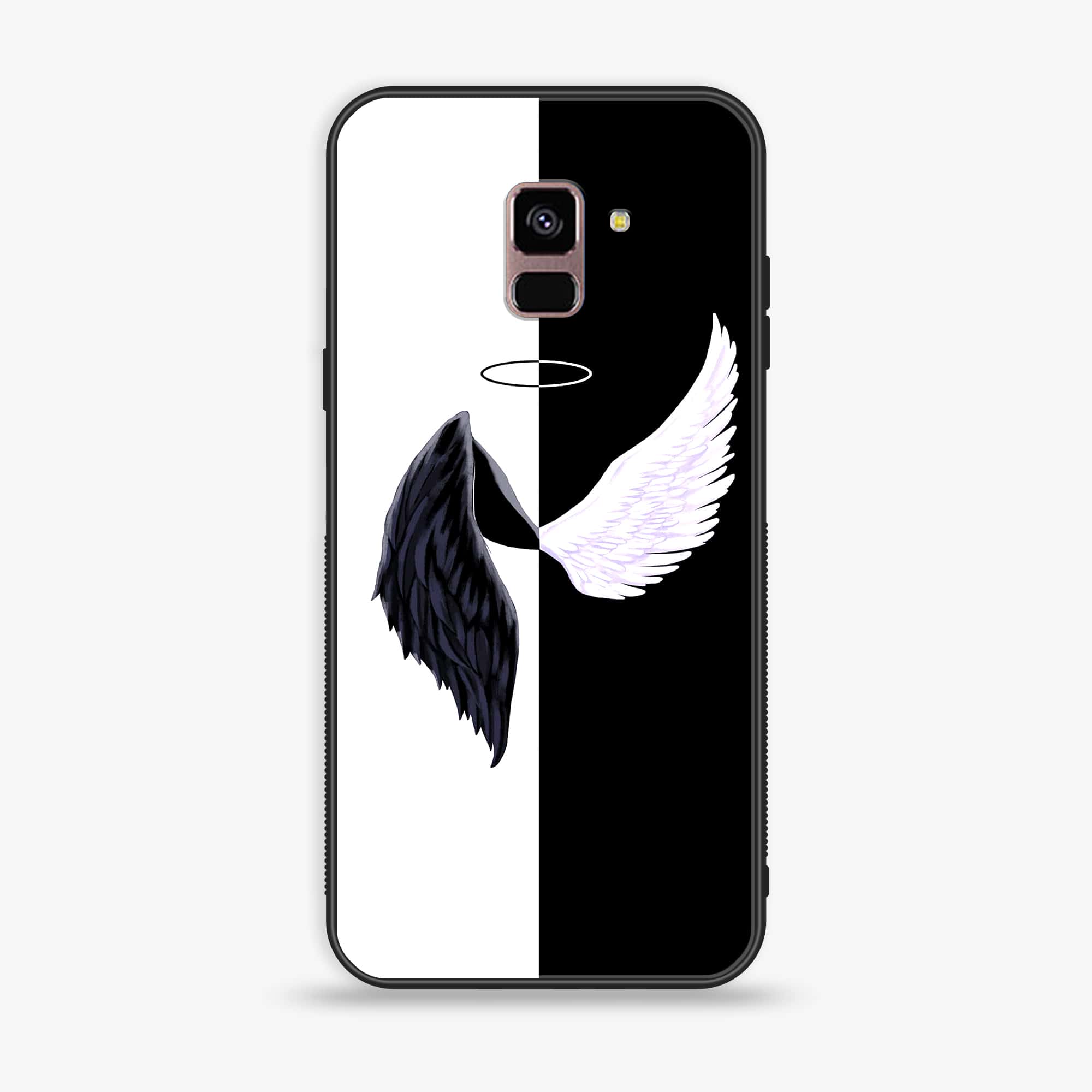 Samsung Galaxy A8+ (2018) - Angel Wings 2.0 Series - Premium Printed Glass soft Bumper shock Proof Case