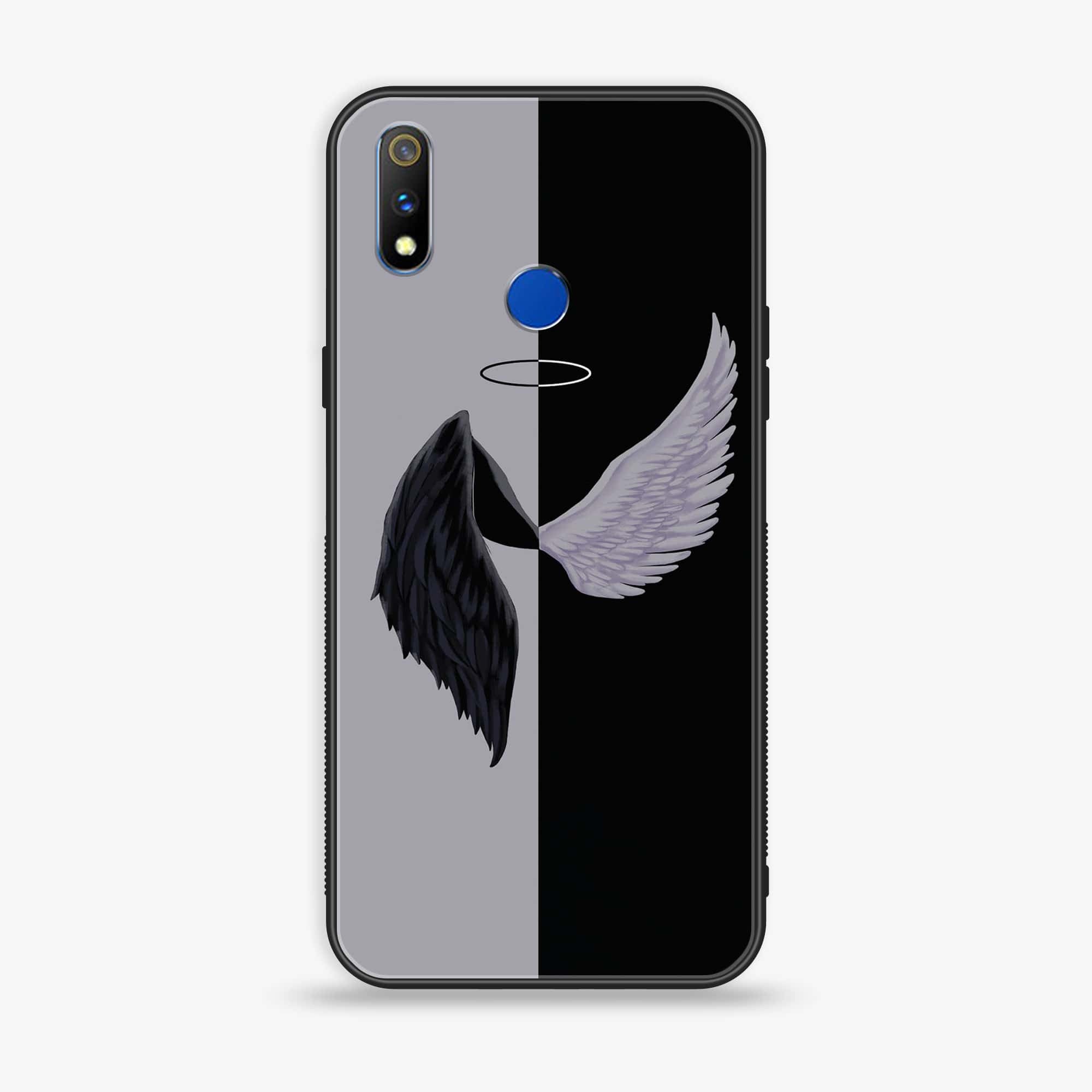 Oppo Realme 3 Angel Wings 2.0 Series Premium Printed Glass soft Bumper shock Proof Case