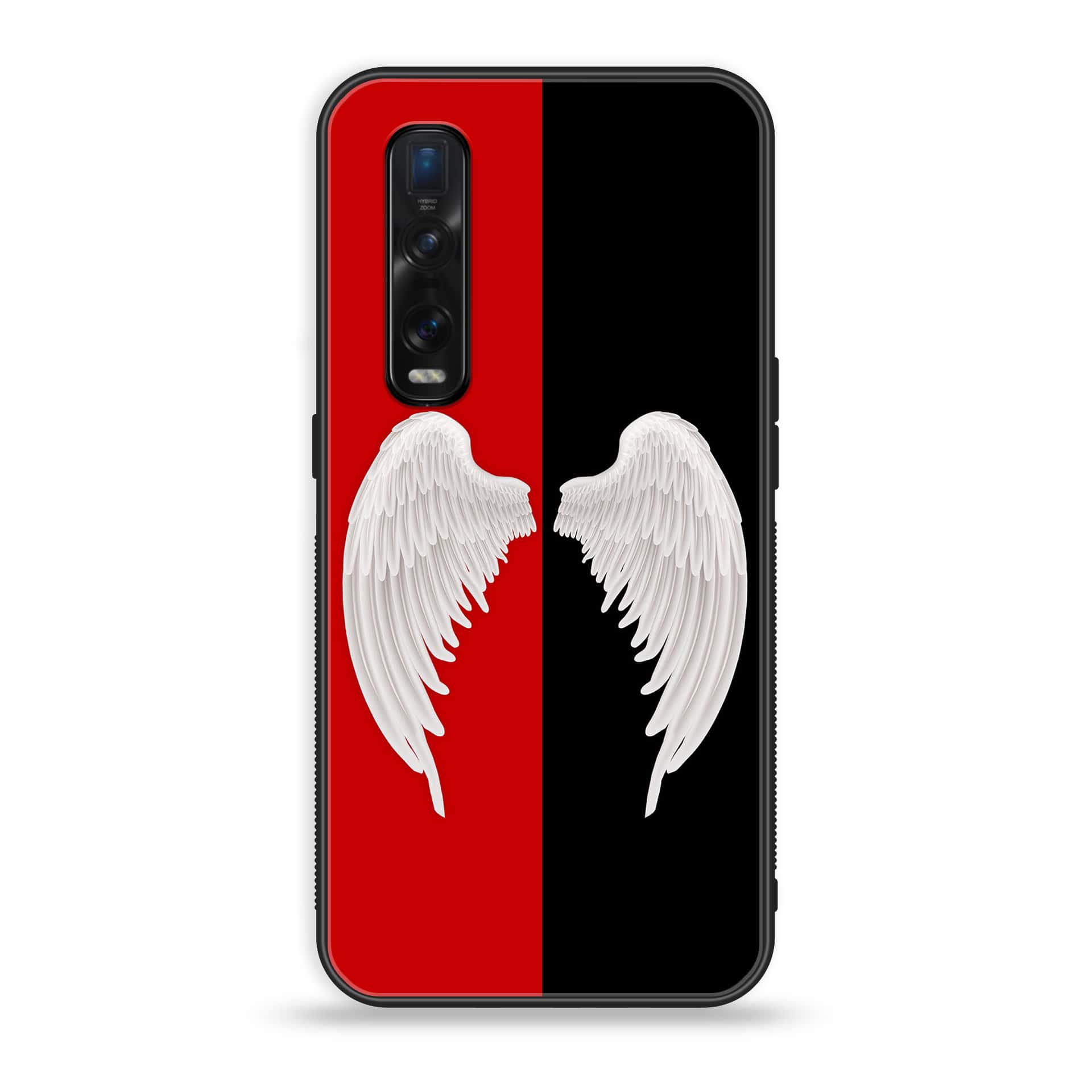 Oppo Find X2 Pro-Angel Wings 2.0 Series - Premium Printed Glass soft Bumper shock Proof Case