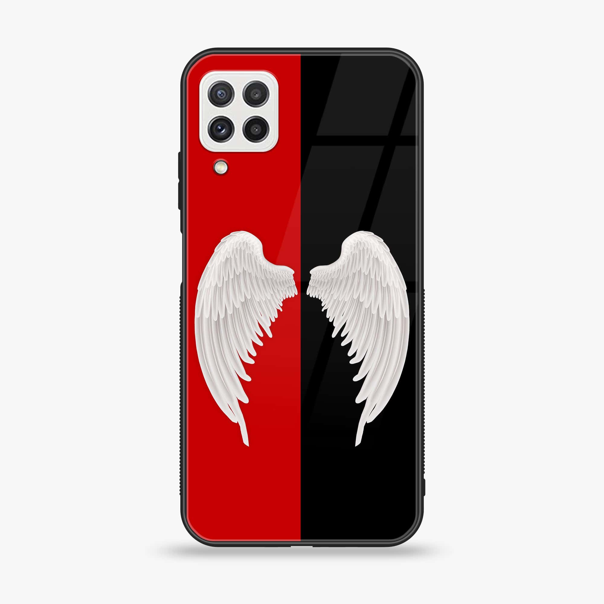Samsung Galaxy A22 - Angel Wings 2.0 Series - Premium Printed Glass soft Bumper shock Proof Case