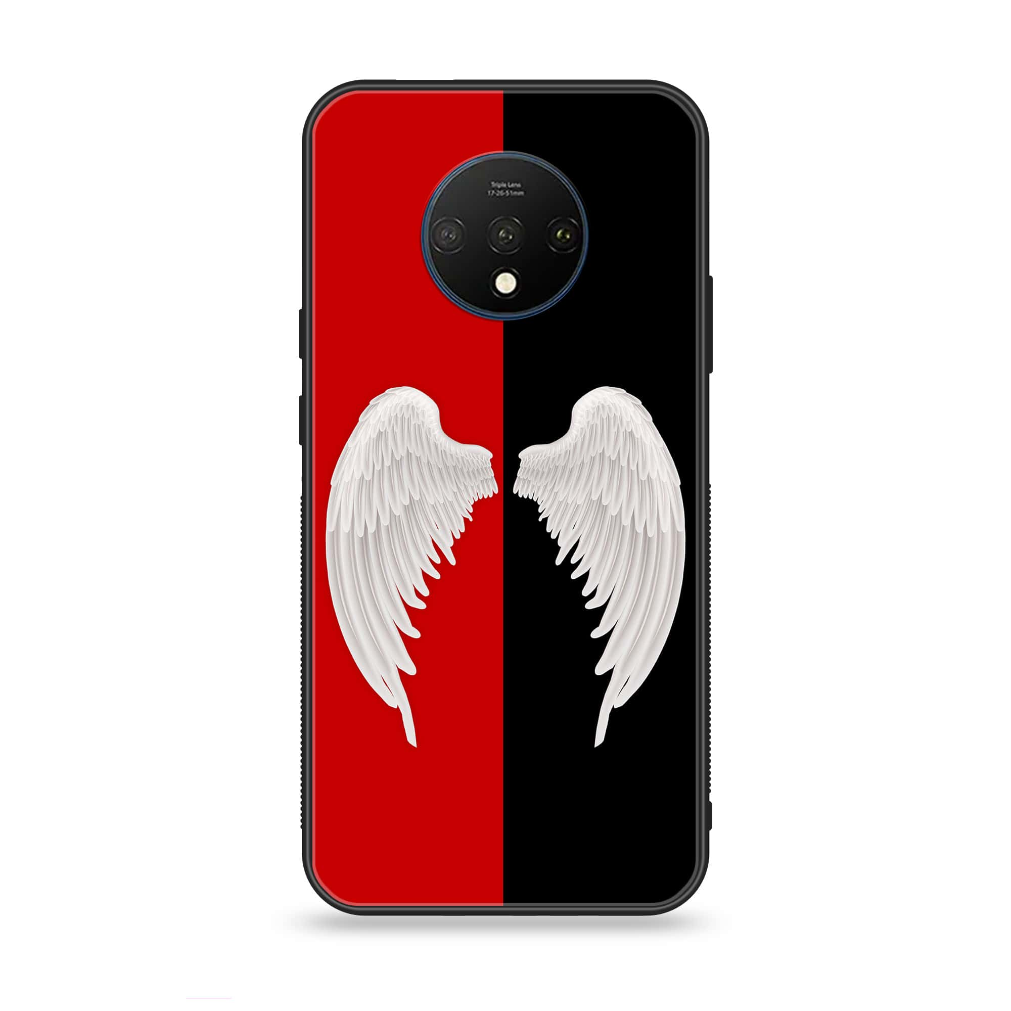 OnePlus 7T - Angel Wings 2.0 Series - Premium Printed Glass soft Bumper shock Proof Case