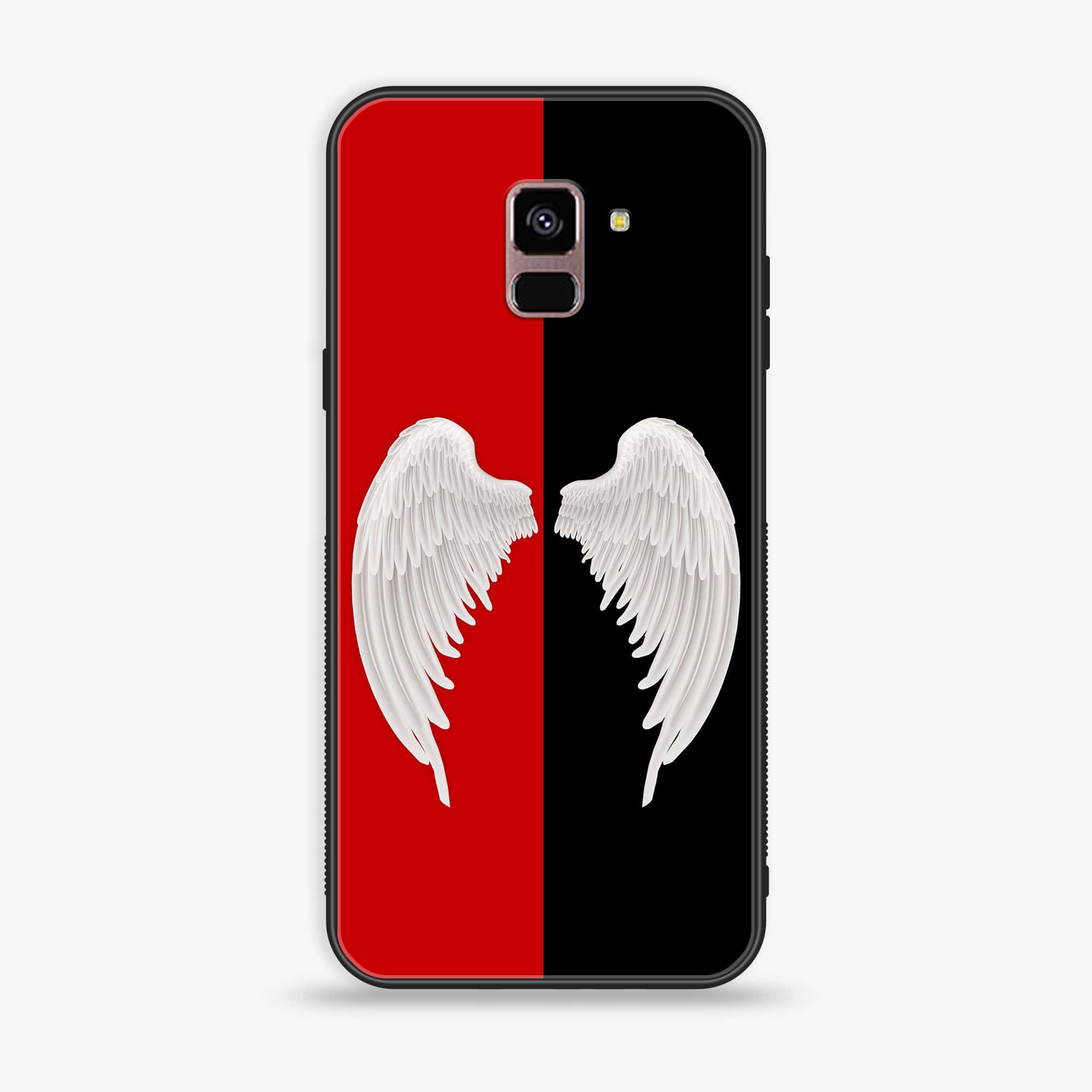 Samsung Galaxy A8+ (2018) - Angel Wings 2.0 Series - Premium Printed Glass soft Bumper shock Proof Case