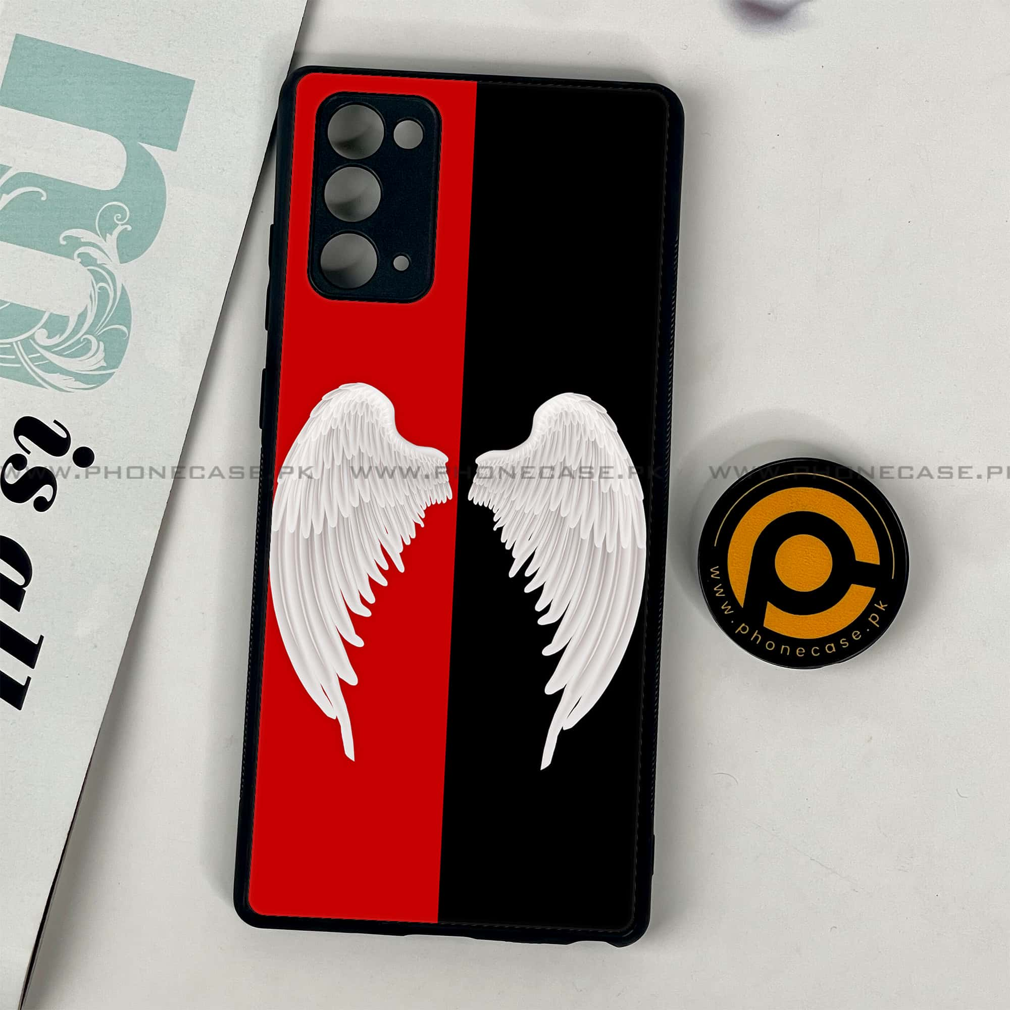 Samsung Galaxy Note 20 - Angel Wings 2.0 Series - Premium Printed Glass soft Bumper shock Proof Case