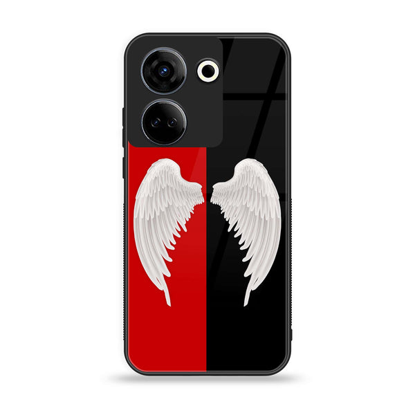 Tecno Camon 20 - Angel Wings 2.0 Design 4 - Premium Printed Glass soft Bumper shock Proof Case CS-20817