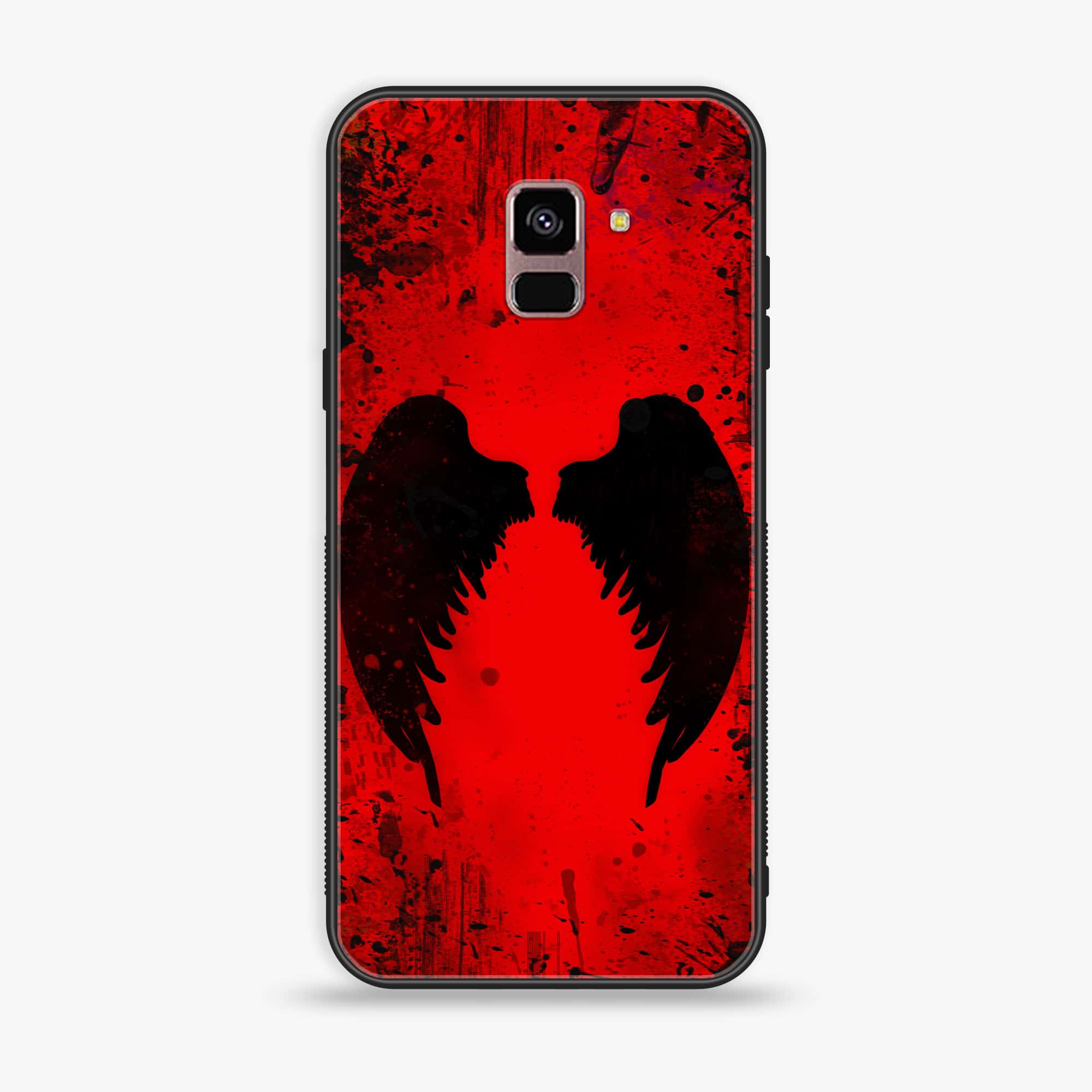 Samsung Galaxy A8+ (2018) - Angel Wings 2.0 Series - Premium Printed Glass soft Bumper shock Proof Case