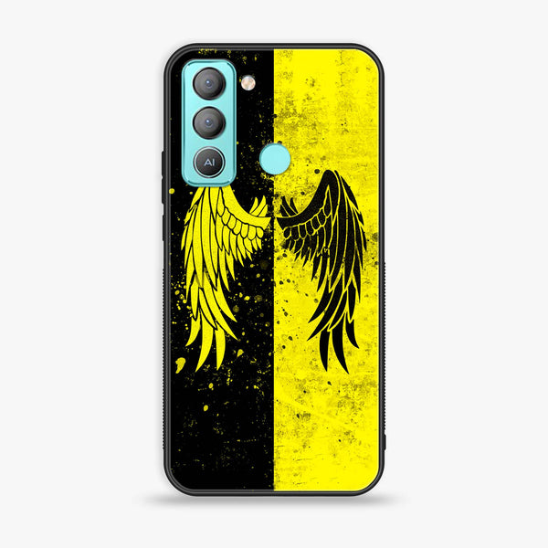 Tecno POP 5 LTE Angel Wings 2.0 Design 1 Premium Printed Glass soft Bumper shock Proof Case CS-16746