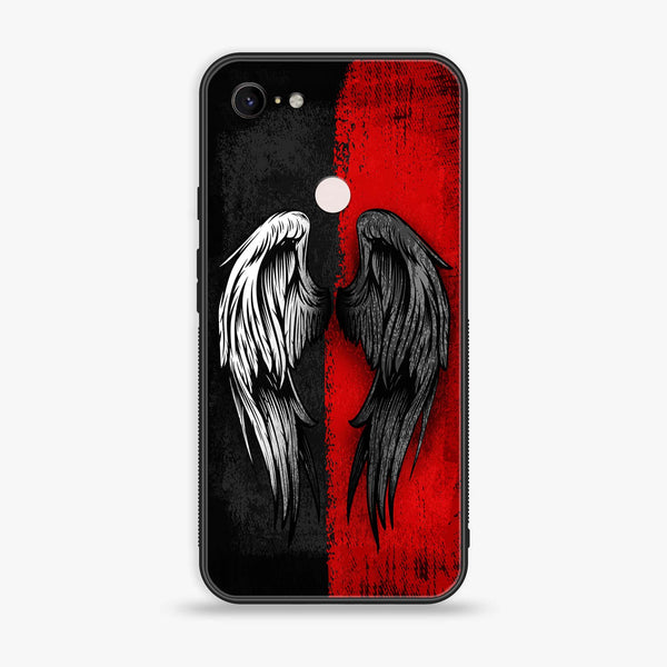 Google Pixel 3 - Angel Wings 2.0 Series - Premium Metal Printed soft Bumper Shock Proof Case