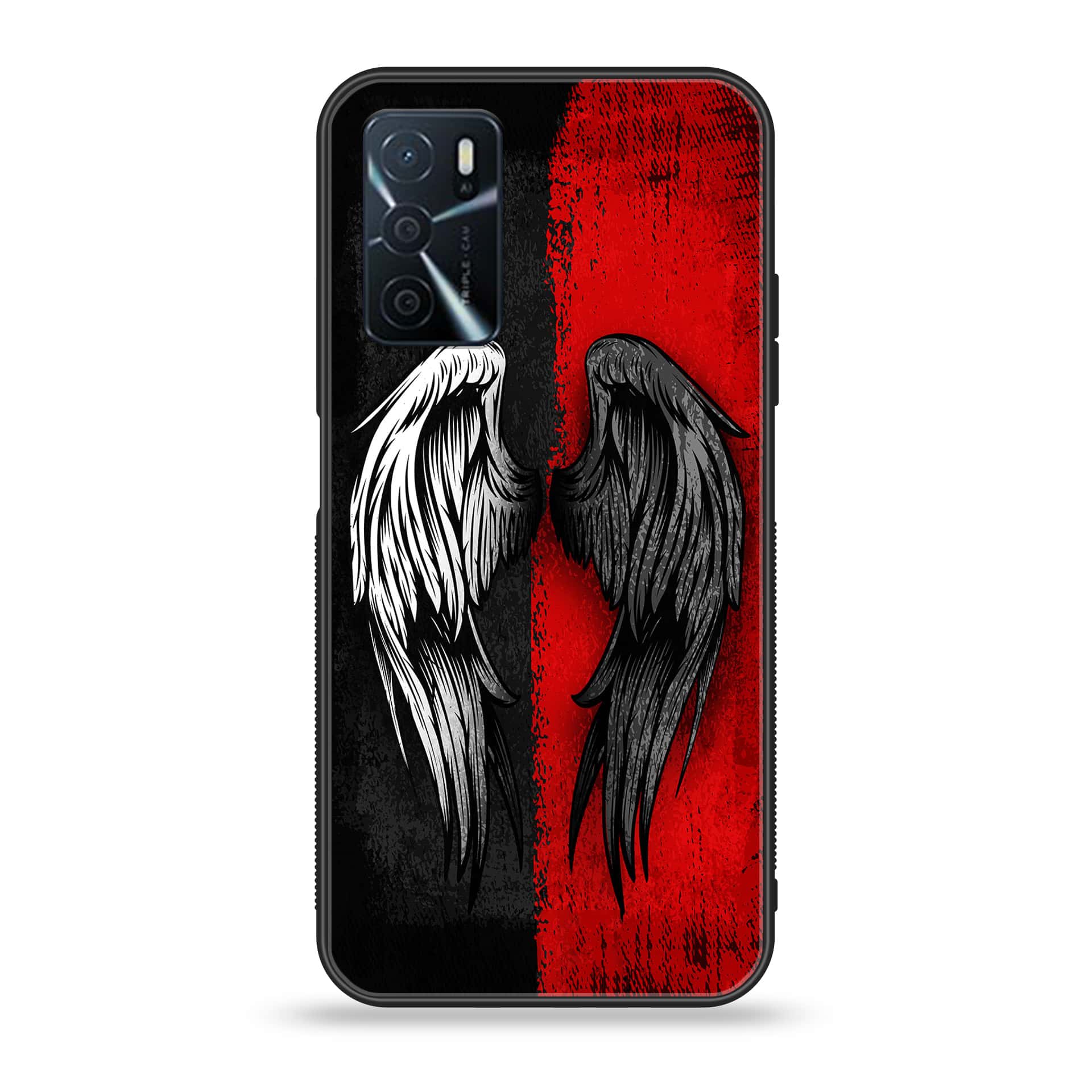 OPPO A16 - Angel Wings 2.0 Series - Premium Printed Glass soft Bumper shock Proof Case