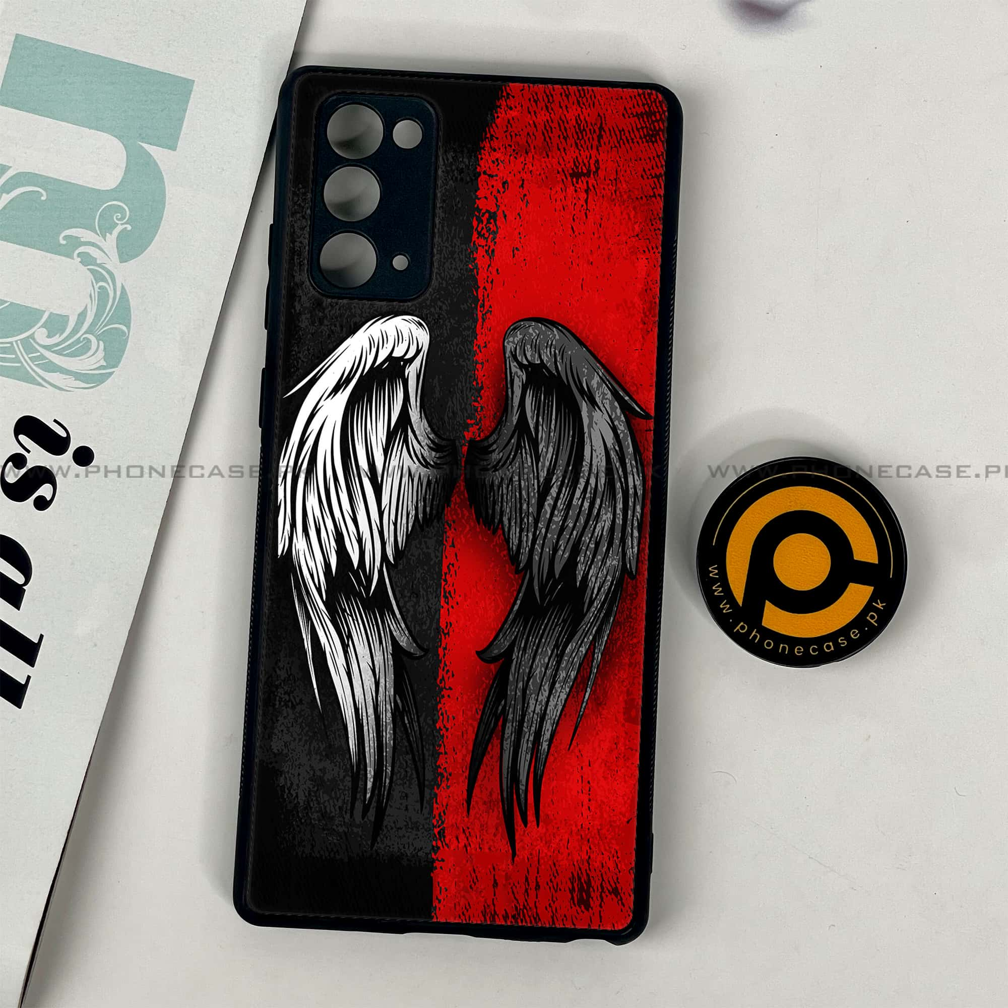 Samsung Galaxy Note 20 - Angel Wings 2.0 Series - Premium Printed Glass soft Bumper shock Proof Case