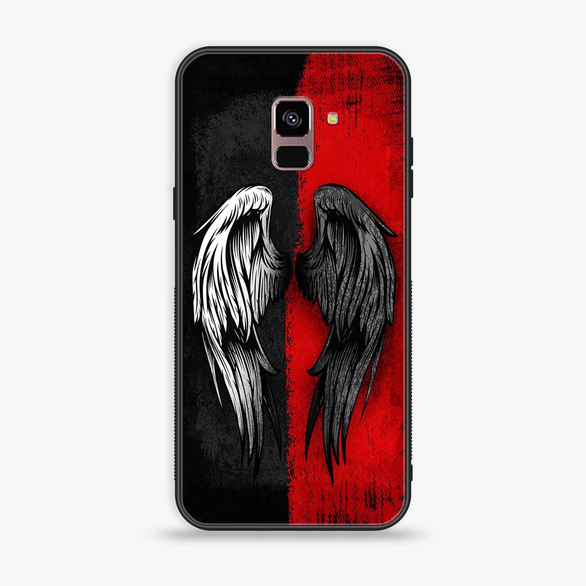 Samsung Galaxy A8+ (2018) - Angel Wings 2.0 Series - Premium Printed Glass soft Bumper shock Proof Case