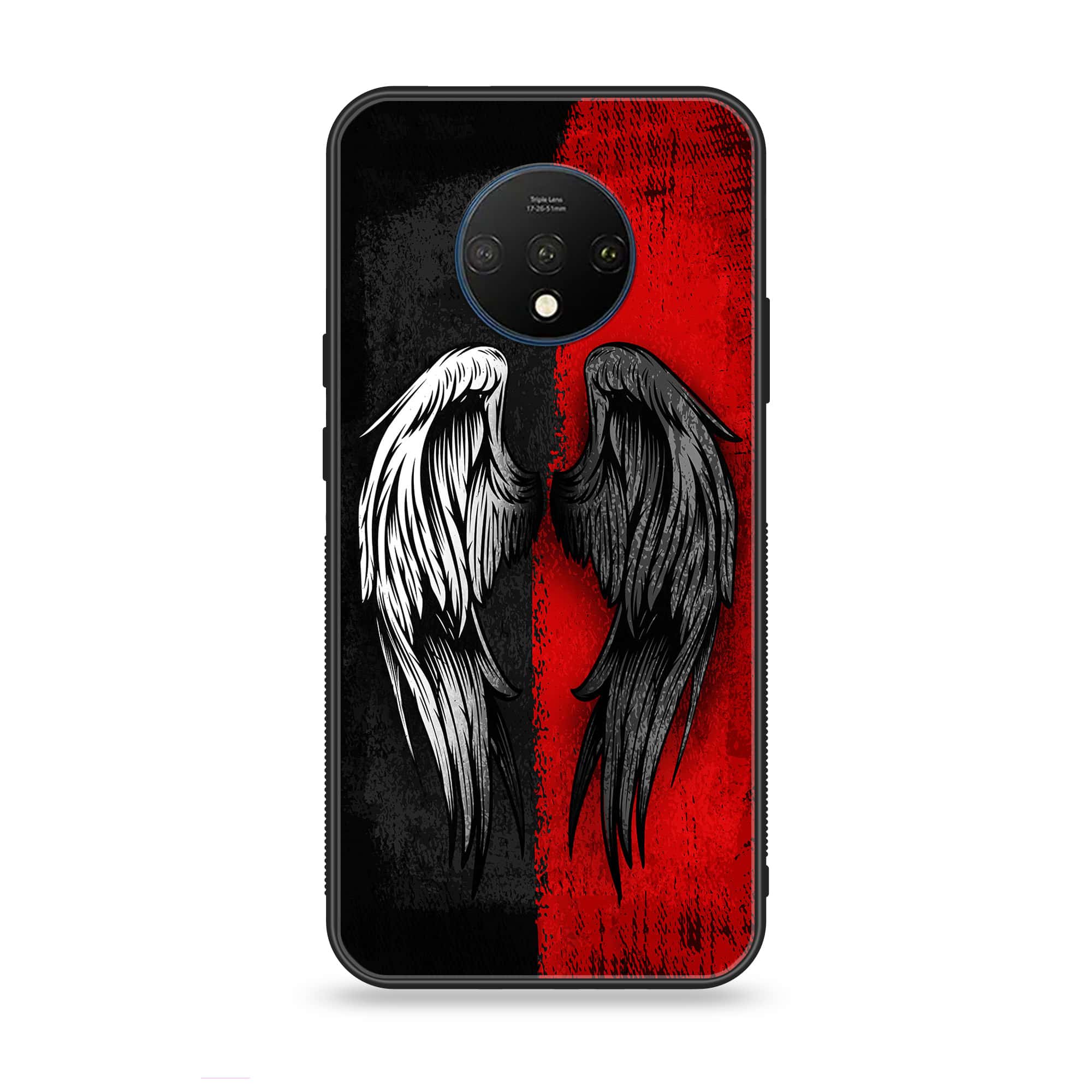 OnePlus 7T - Angel Wings 2.0 Series - Premium Printed Glass soft Bumper shock Proof Case