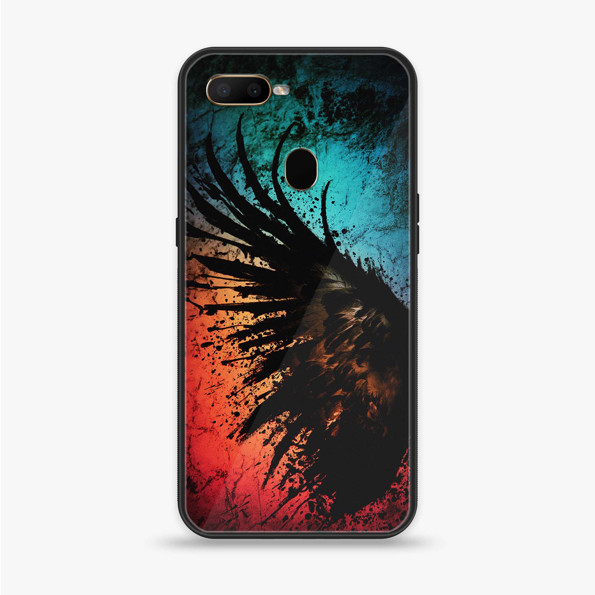 Oppo A7 - Angel Wings 2.0 Series - Premium Printed Glass soft Bumper shock Proof Case