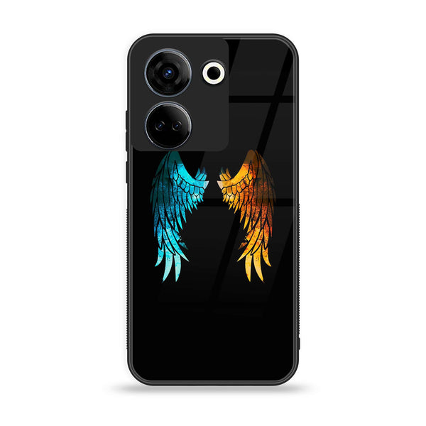 Tecno Camon 20/ 20 Pro - Angel Wings 2.0 Series - Premium Printed Glass soft Bumper shock Proof Case CS-13284