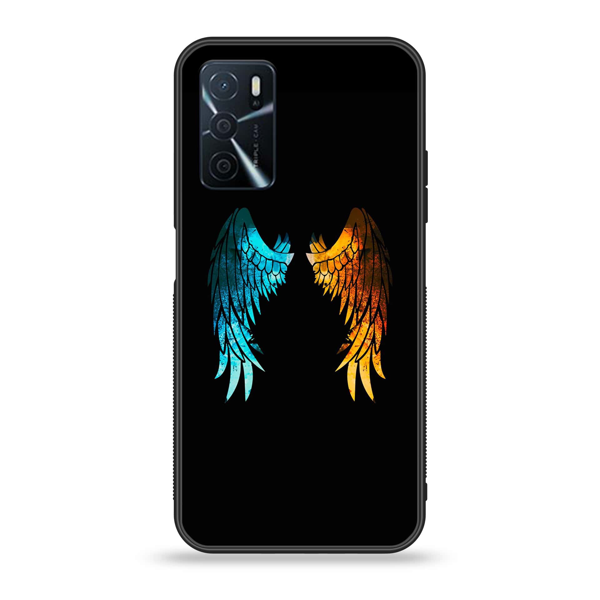 OPPO A16 - Angel Wings 2.0 Series - Premium Printed Glass soft Bumper shock Proof Case