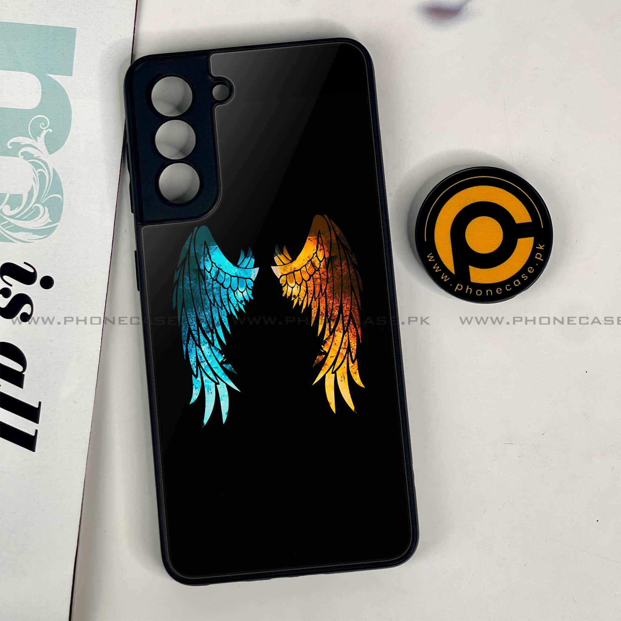 Samsung Galaxy S21 - Angel Wing 2.0 Series - Premium Printed Glass soft Bumper shock Proof Case