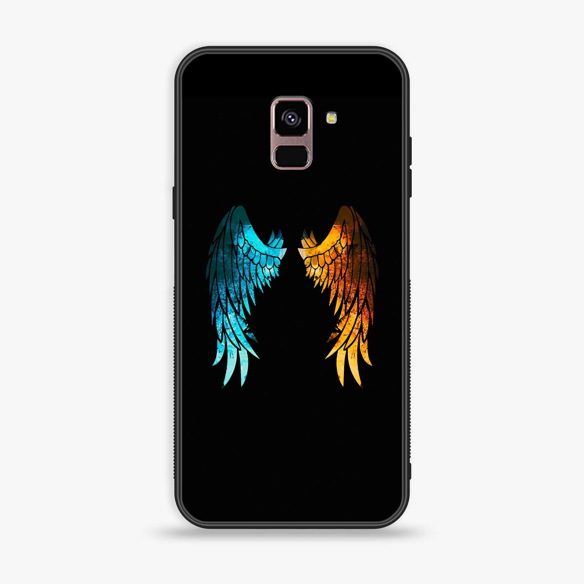 Samsung Galaxy A8+ (2018) - Angel Wings 2.0 Series - Premium Printed Glass soft Bumper shock Proof Case