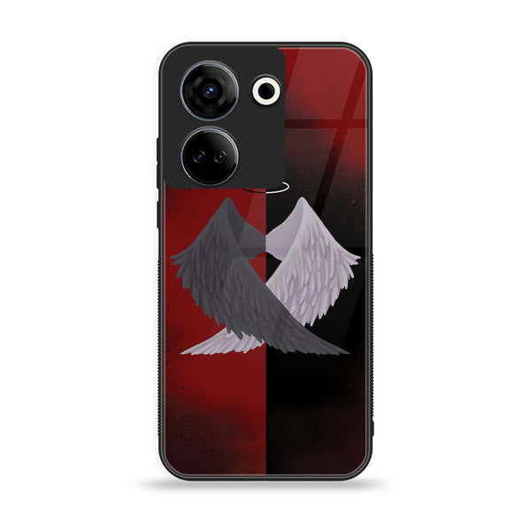 Tecno Camon 20 / 20 pro - Angel Wings 2.0 Design 7  - Premium Printed Glass soft Bumper shock Proof Case CS-33258