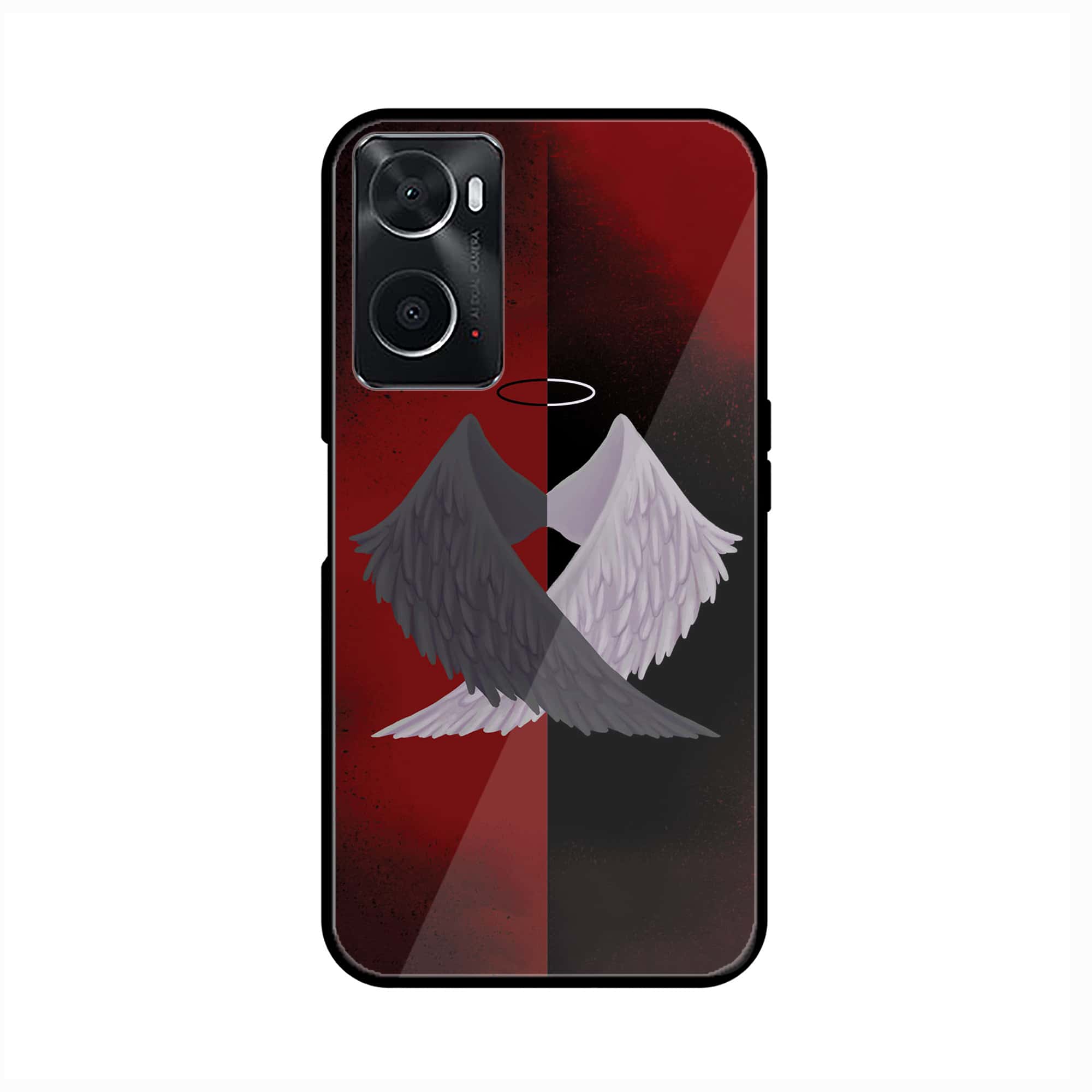 Oppo A36 Angel Wings 2.0  Premium Printed Glass soft Bumper shock Proof Case