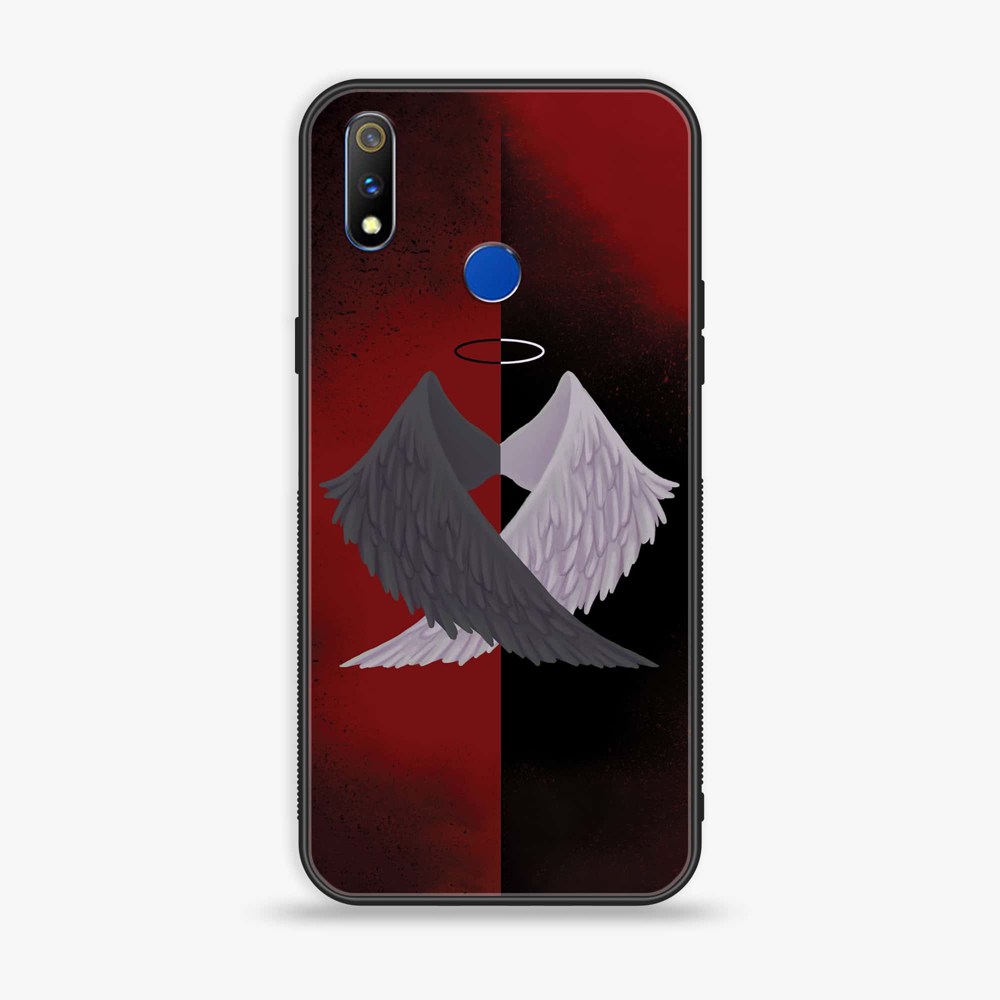 Realme 3 Pro Angel Wings 2.0 Series Premium Printed Glass soft Bumper shock Proof Case