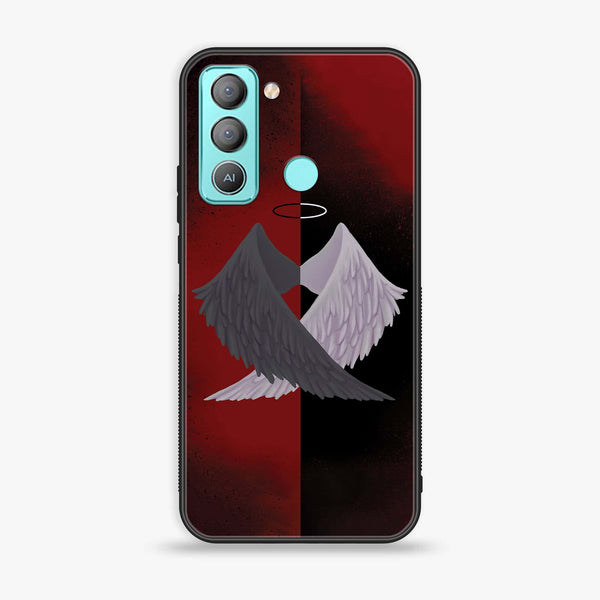 Tecno POP 5 LTE Angel Wings 2.0 Design 7 Premium Printed Glass soft Bumper shock Proof Case CS-48531