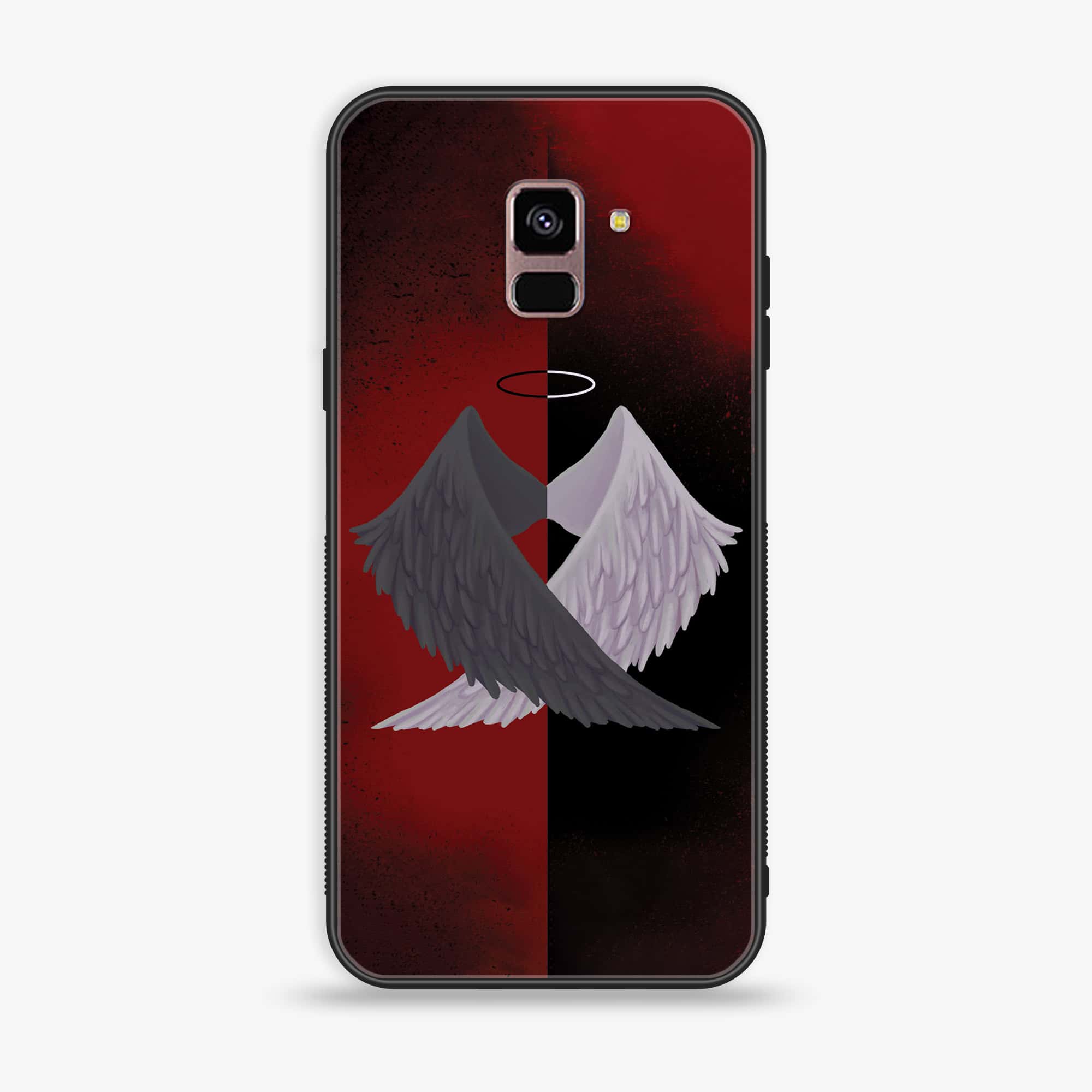 Samsung Galaxy A8+ (2018) - Angel Wings 2.0 Series - Premium Printed Glass soft Bumper shock Proof Case