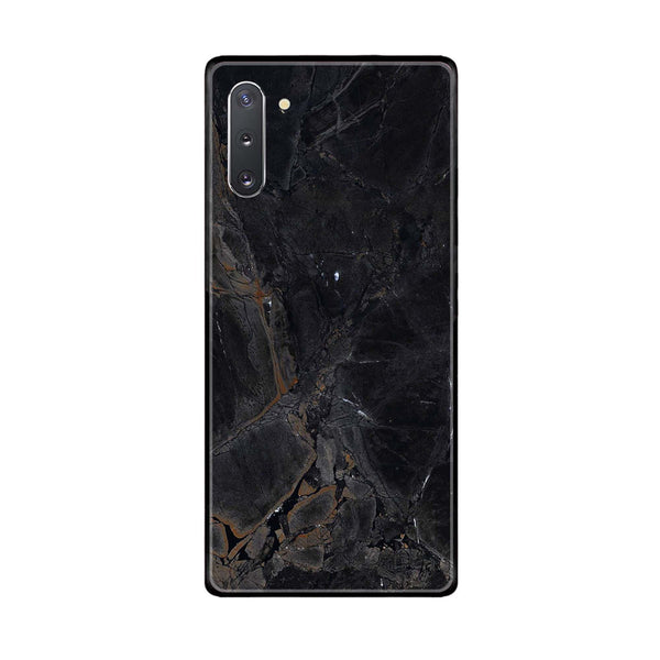 Samsung Galaxy Note 10 Black Marble V 2.0 Design 2 Premium Printed Glass soft Bumper shock Proof Case CS-16766