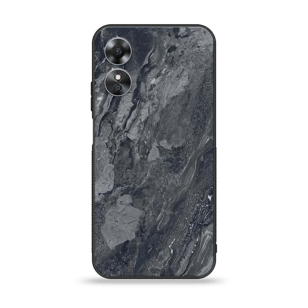 OPPO A17 - Black Marble V 2.0 Series - Premium Printed Glass soft Bumper shock Proof Case