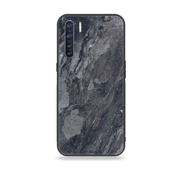 Oppo F15 - Black Marble V 2.0 Series - Premium Printed Glass soft Bumper shock Proof Case