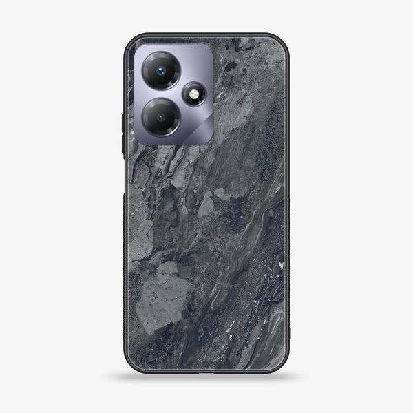 Infinix Hot 30 - Black Marble V 2.0 Series - Premium Printed Glass soft Bumper shock Proof Case