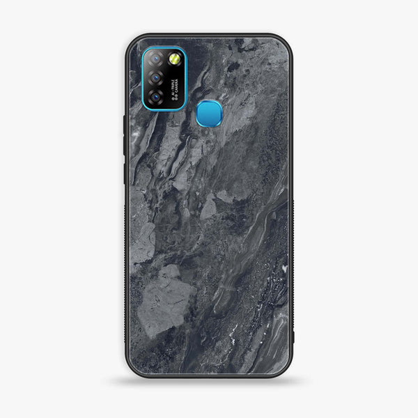 Infinix Smart 5 - Black Marble V 2.0 Series - Premium Printed Glass soft Bumper shock Proof Case