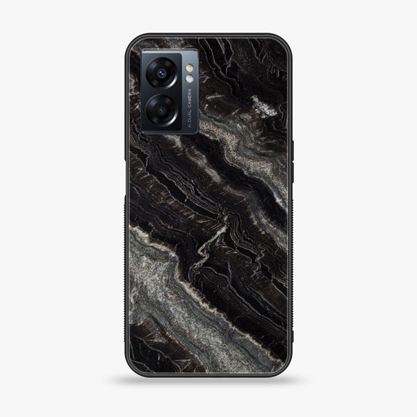 Oppo A77s - Black Marble V2.0 Series - Premium Printed Glass soft Bumper shock Proof Case