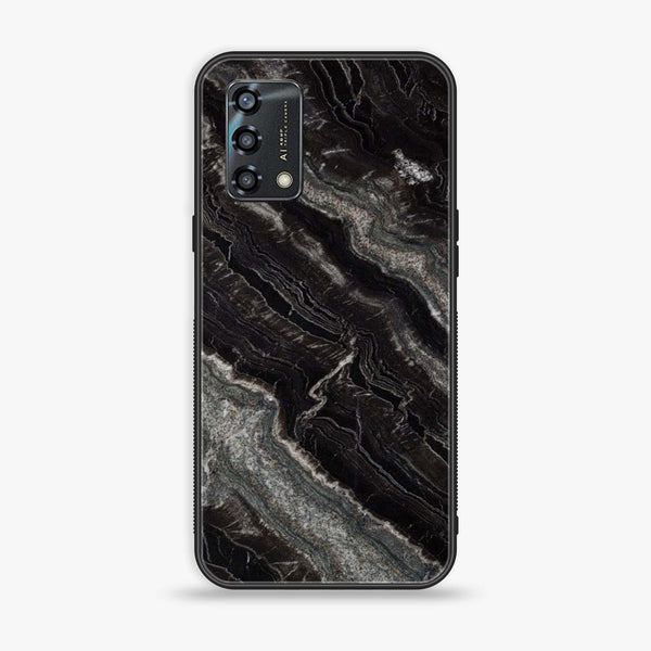 Oppo A95 - Black Marble V 2.0 Design 8 - Premium Printed Glass soft Bumper shock Proof Case CS-17740