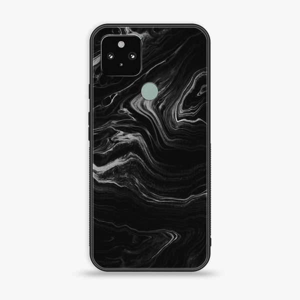 Google Pixel 5 - Black Marble V 2.0 Design 7 - Premium Printed Glass soft Bumper shock Proof Case CS-19273