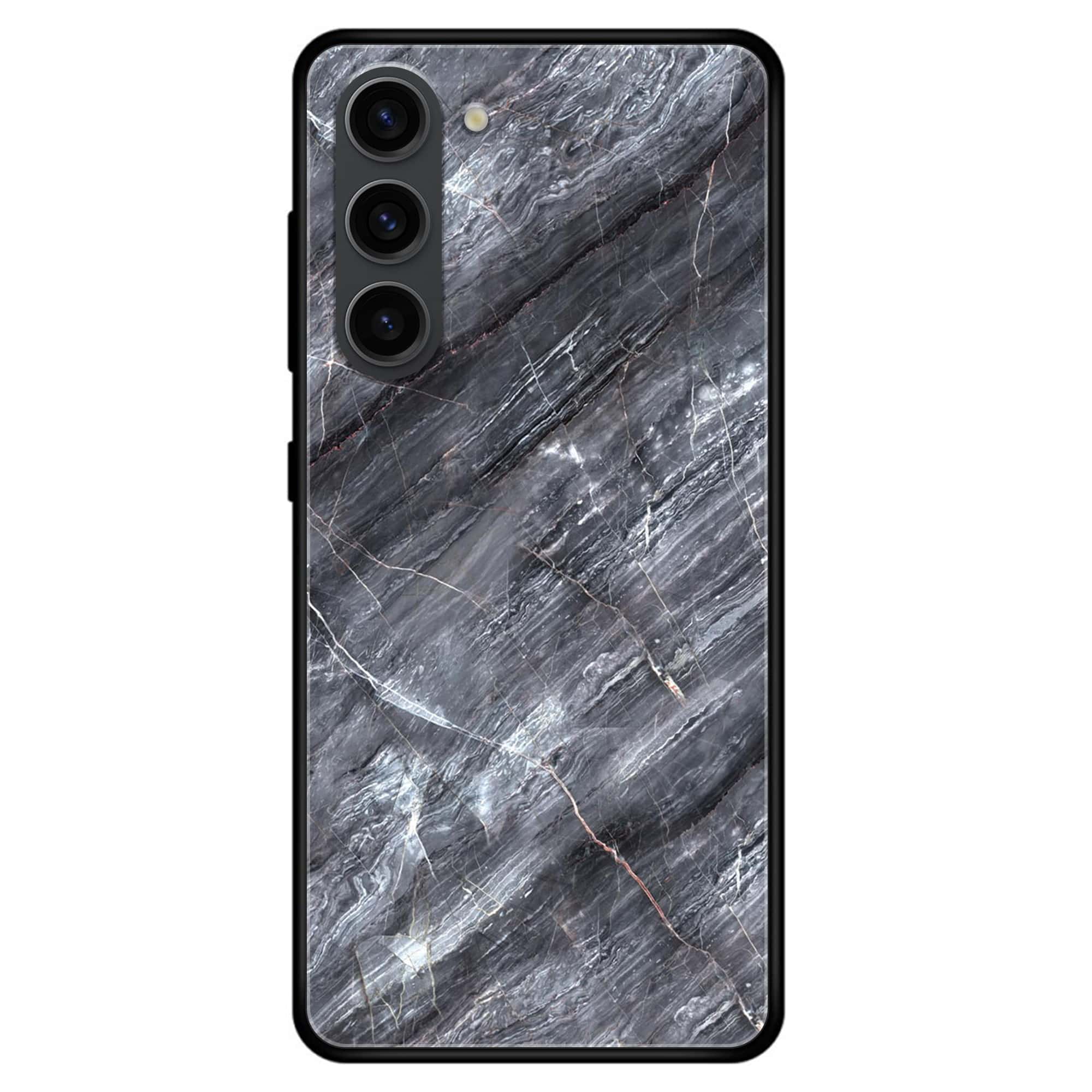 Samsung Galaxy S23 Plus - Black Marble V 2.0 Series - Premium Printed Glass soft Bumper shock Proof Case