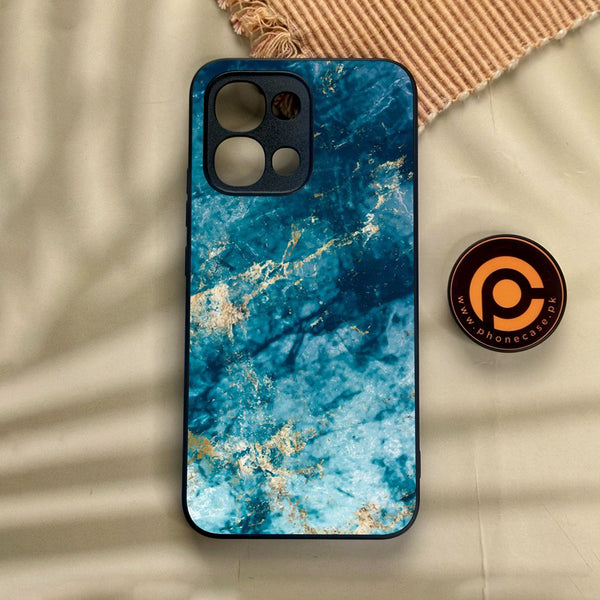 Oppo A6 Pro - Blue Marble Design 4 - Premium Metal Printed Soft Bumper Shock Proof Case