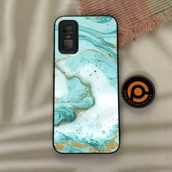 Infinix GT 30 Pro - Aqua Blue Marble Design - Premium Metal Printed Soft Bumper Shock Proof Case