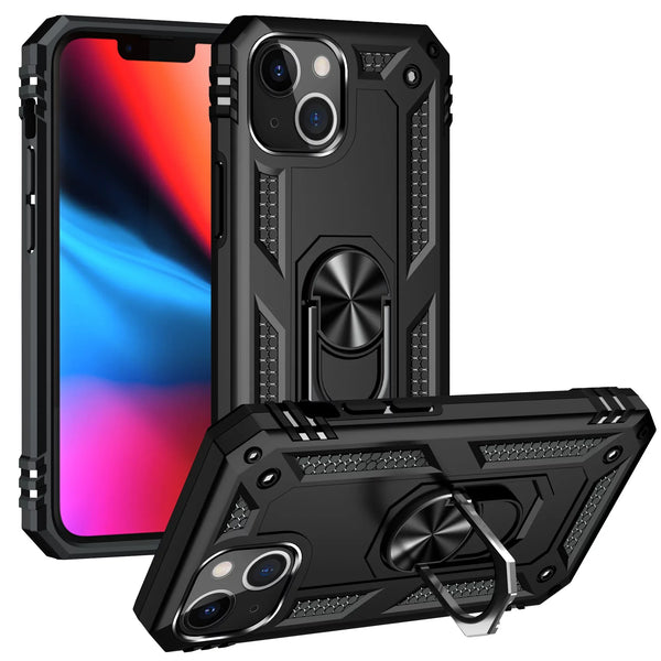 iPhone 14 Vanguard Military Armor Case with Ring Grip Kickstand
