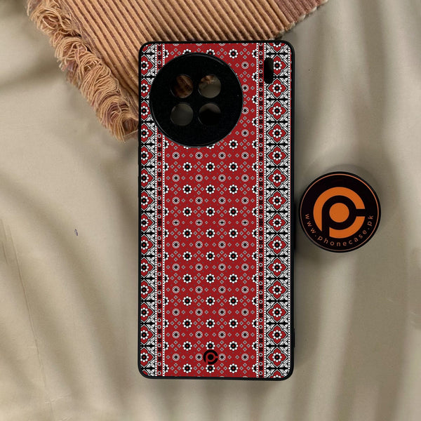 Vivo X90s - Ajrak Design 12 - Premium Metal Printed Soft Bumper Shock Proof Case
