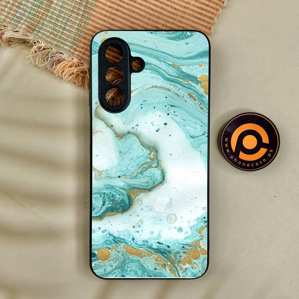 Samsung Galaxy A17 - Aqua Blue Marble Design - Premium Metal Printed Soft Bumper Shock Proof Case