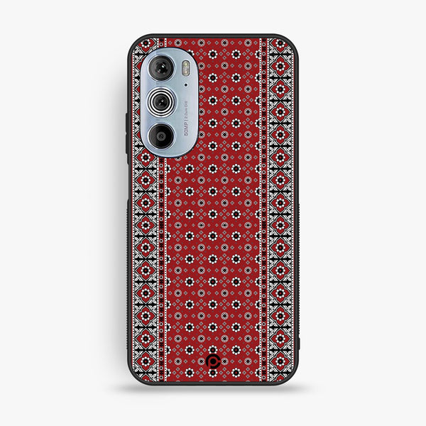 Motorola Edge 30 Pro - Ajrak Design 12 - Premium Metal Printed Soft Bumper Shock Proof Case
